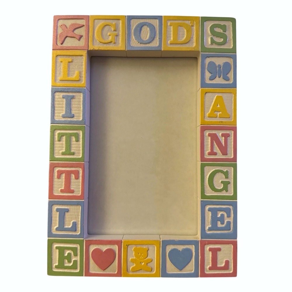 Vintage 90's Abbey Press God's Little Angel Baby Block Picture Frame